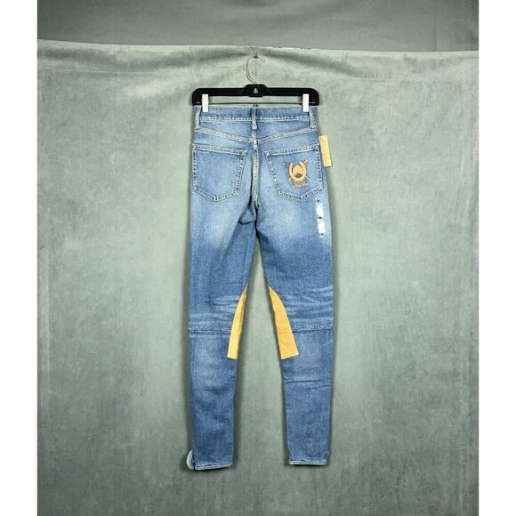 Polo Ralph Lauren Jeans Womens Size 26 Skinny Western Equestrian Suede Patches - Picture 7 of 12